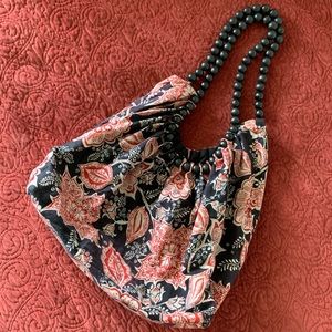 Hippie wooden beaded tote handbag